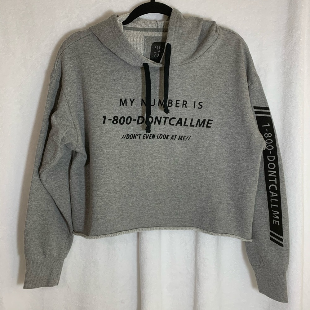 Long Sleeve Sweater Crop Top Hoodie L